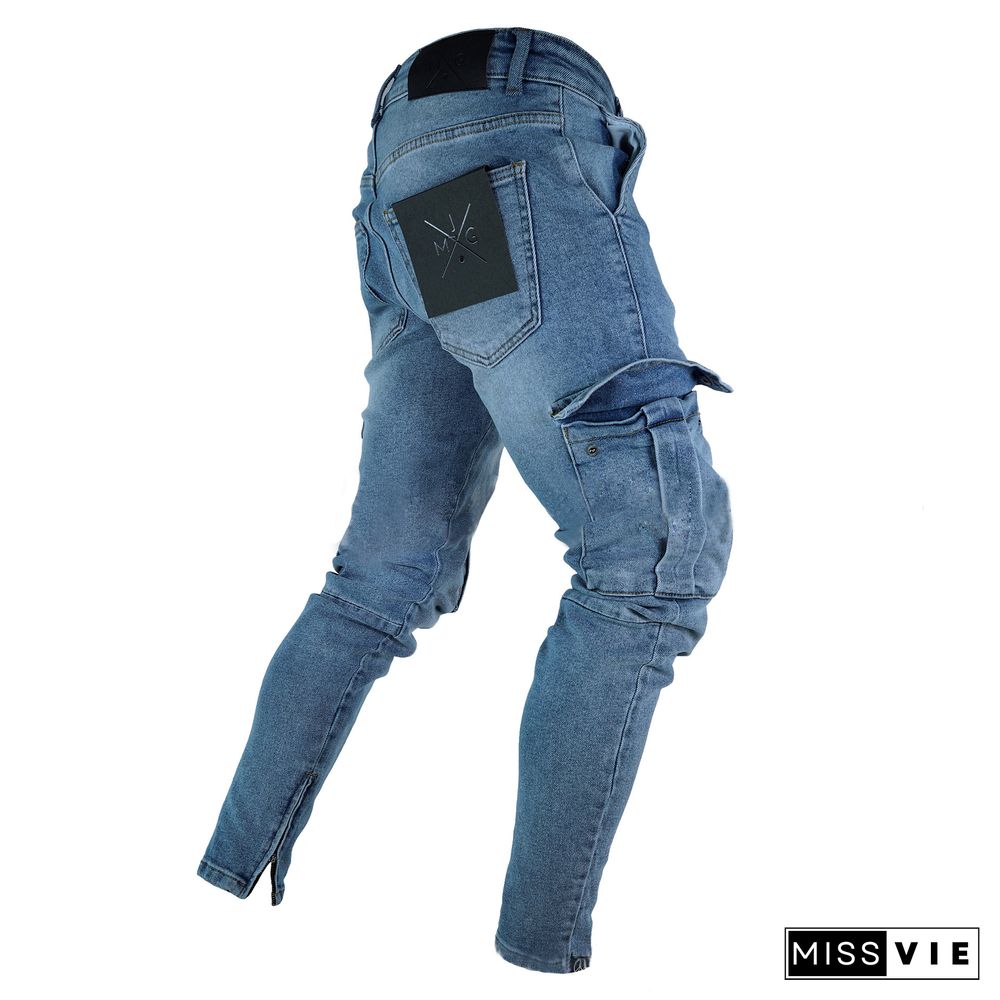 Pockets Zips Casual Jeans