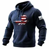 Men's Vintage American Flag Patriotic Print Pocket Long Sleeve Hoodie by Inlyline
