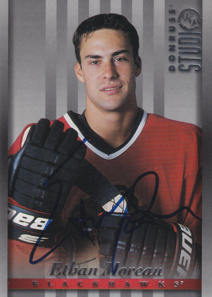 Ethan Moreau Autograph 1997 Studio Blackhawks Card Oilers