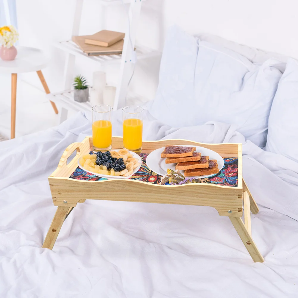 DIY Butterfly Wooden Diamond Painting Dinning Table Tray with Handle for Serving Food