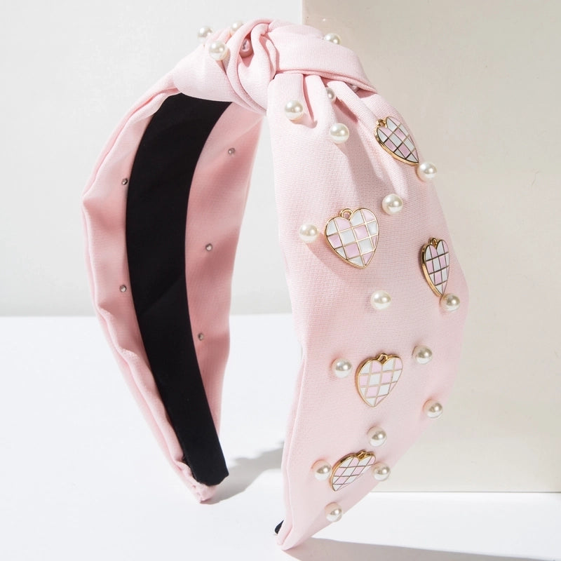 Women’s Elegant Heart Shape Imitation Pearl Alloy Cloth Hair Band