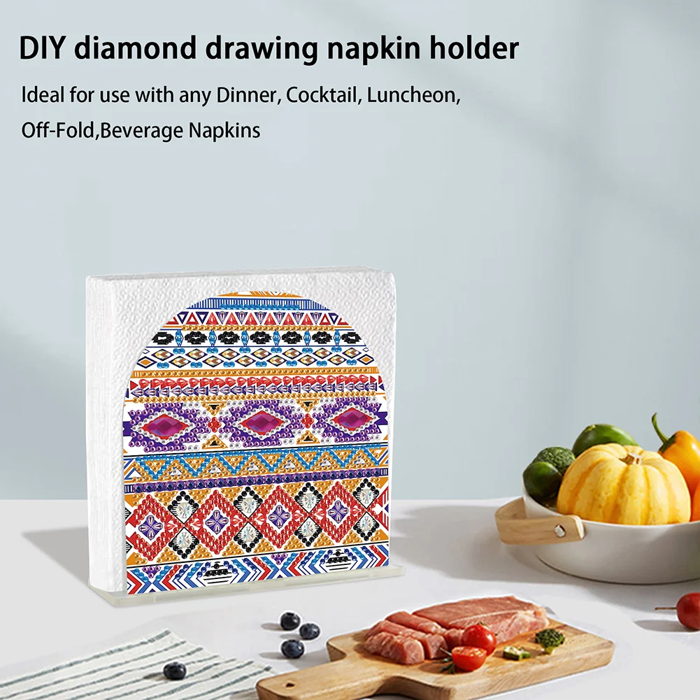 DIY Acrylic Mandala Diamond Painting Napkin Rack Decor for Home Office Decor