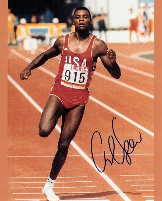 Carl Lewis Signed Autographed Olympic Track and Field 8x10 inch Photo Poster painting + RDM COA