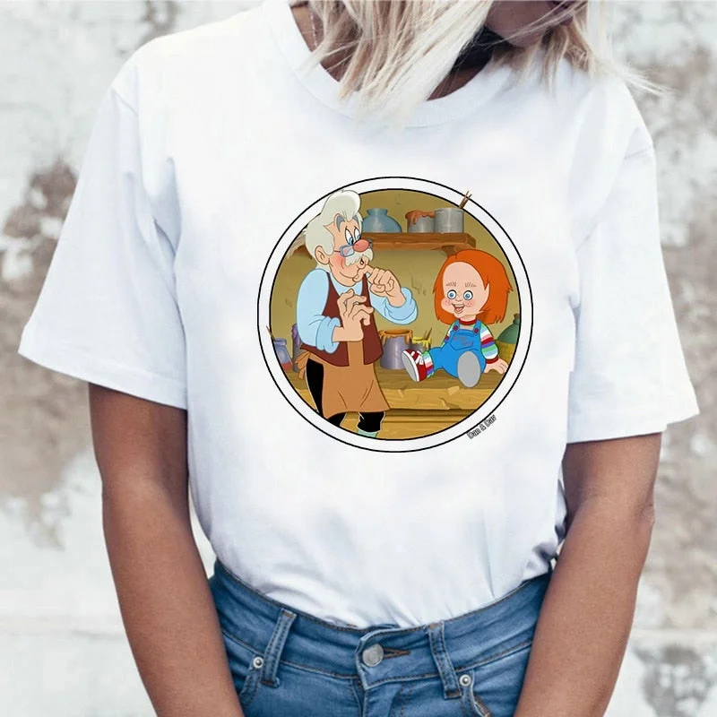 Japanese Chucky Horror Tshirt  High Quality Cool Women T Shirt Streetwear Ulzzang Tee Shirts T-shirt Fashion Female Femme Tops