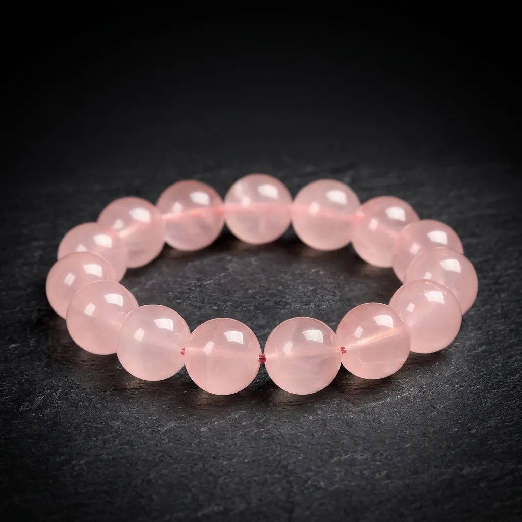 JiStones Ethereal Rose Quartz Bracelet - 7A Grade Grapefruit Pink Crystal Luminous Grapefruit Pink-15mm (Luxurious)