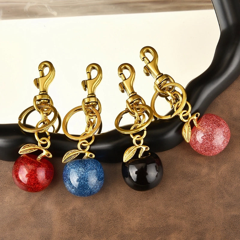 Cute Apple Alloy Women's Bag Pendant Keychain