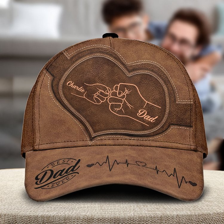 Fist Bump Dad Heart Any Title Personalized Father Classic Cap For Dad