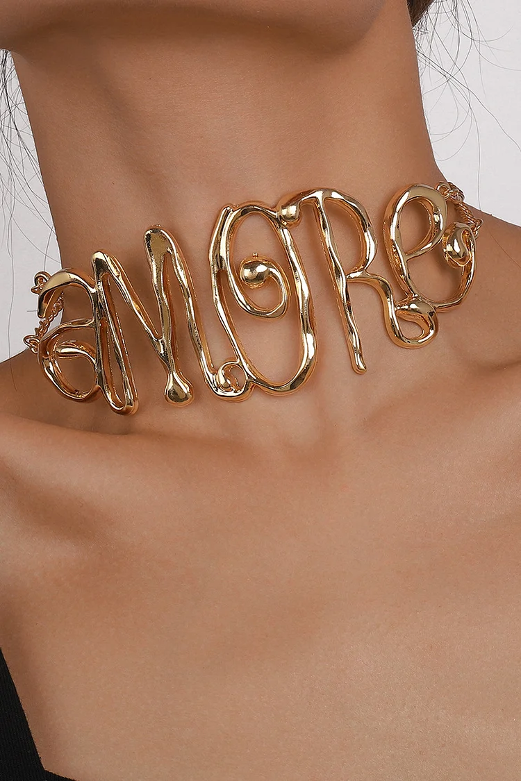 Metallic Letter Chain Alloy Fashion Nacklace