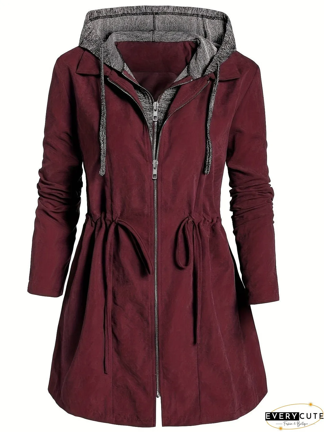 Hooded Zip-Up Coat Plus Size
