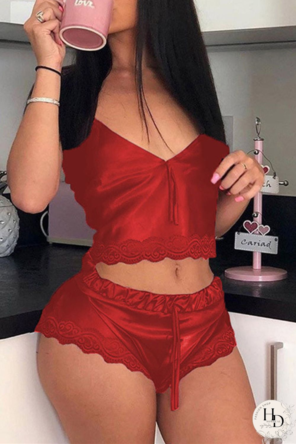 Black Sexy Living Solid Backless Sleepwear