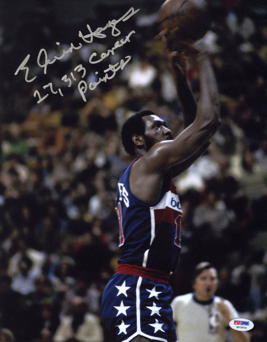 Elvin Hayes SIGNED 11x14 Photo Poster painting Career Pts Washington Bullets PSA/DNA AUTOGRAPHED