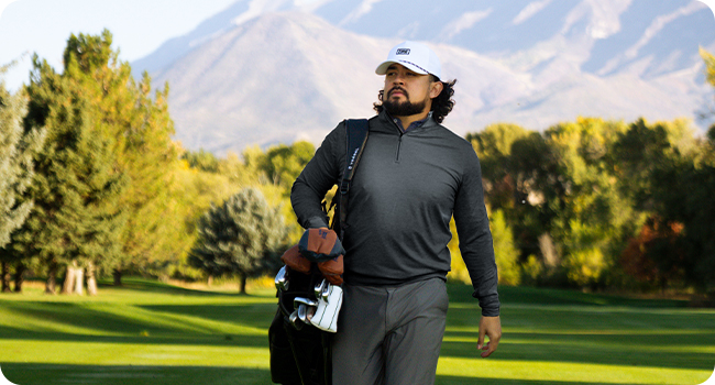 mens golf q-zip, classic fit quarter zip, q-zip for layering, stretch golf pullover