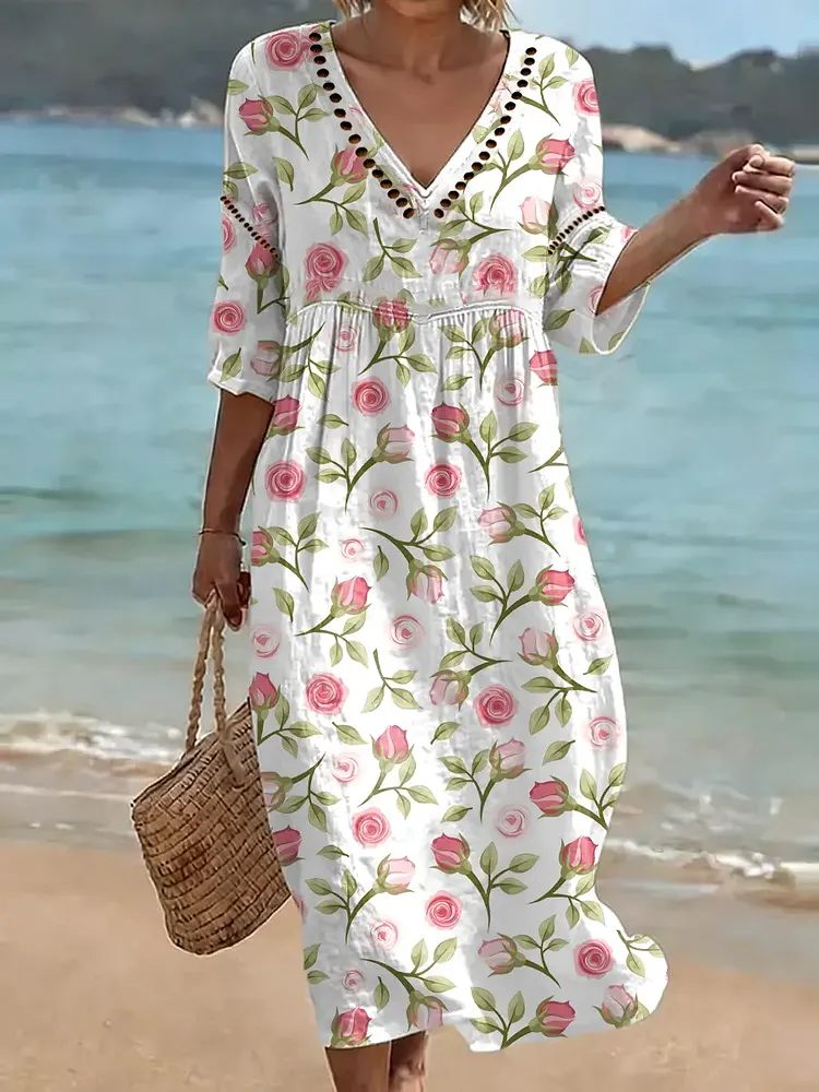 [Spot Big Sale] Women's Floral Print Casual Dress