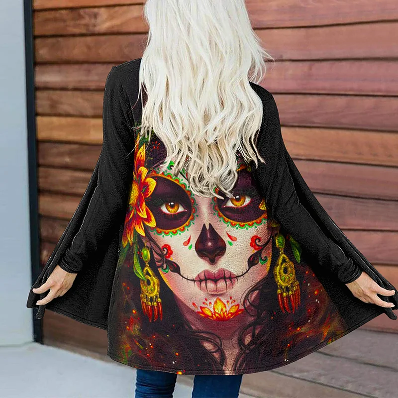 Tagetes Erecta Undead Queen Print Cardigan