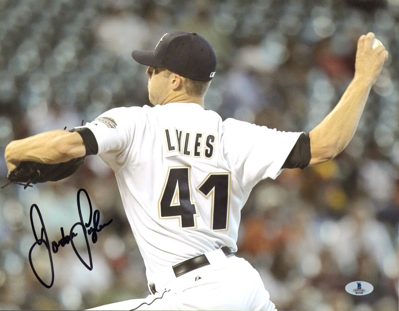 Jordan Lyles Signed 11x14 Photo Poster painting BAS COA Astros # Pick Rockies Baseball Autograph