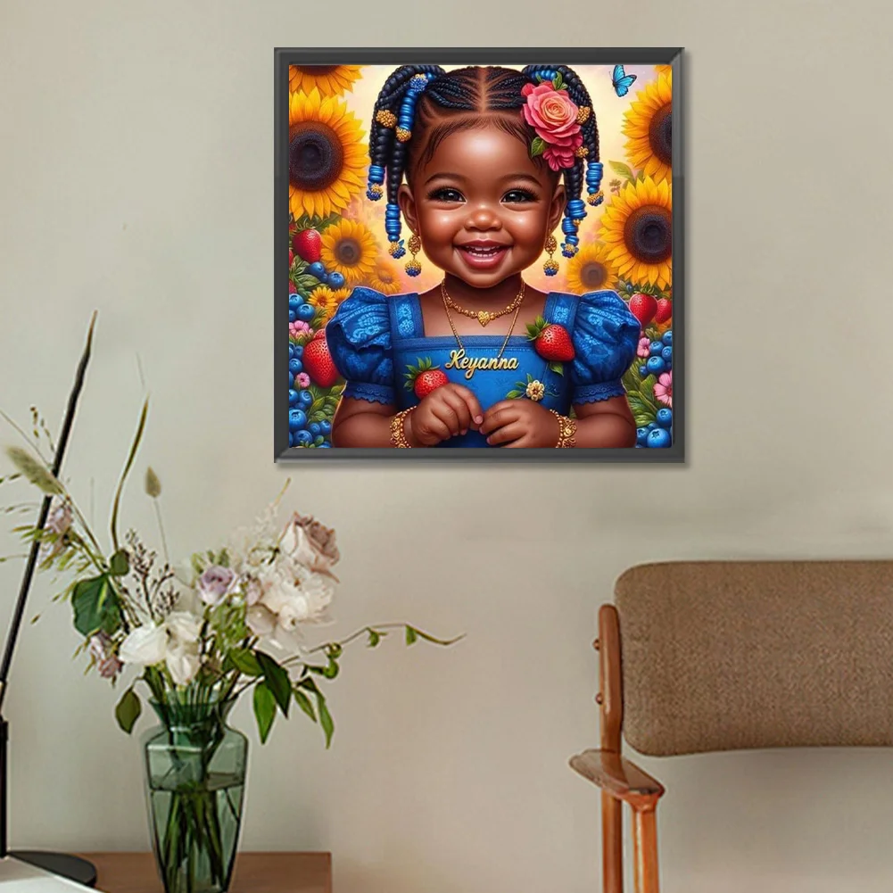 Diamond Painting - Full Round Drill - Black Girl(Canvas|30*30cm)