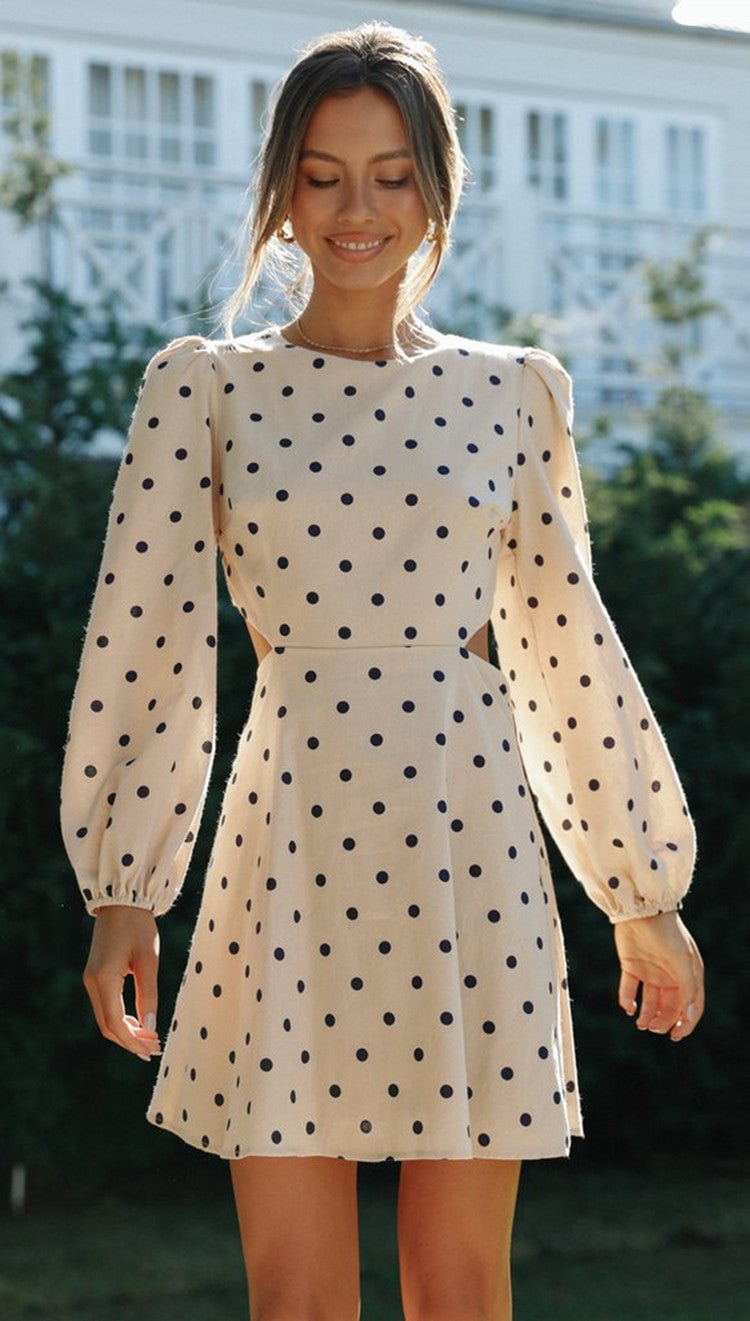 Print Long Sleeve Cutout Mini Dresses