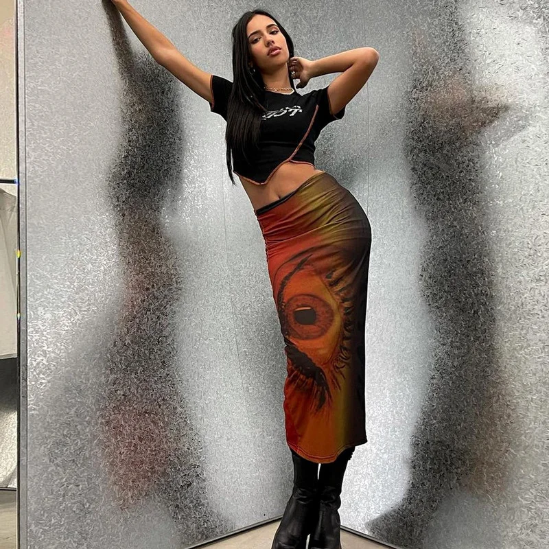 Uveng 2024 Summer New Sexy Hottie High-Waisted Hip Fashion Print Casual Half-Dress Dress Girl