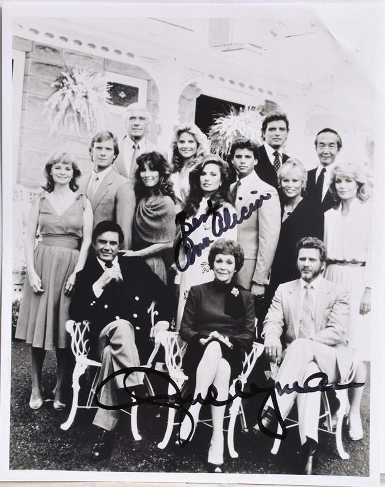 FALCON CREST CAST x2 Jane Wyman & Ana Alicia Signed Photo Poster painting wcoa