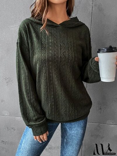 MidiSono - Textured Dropped Shoulder Hoodie