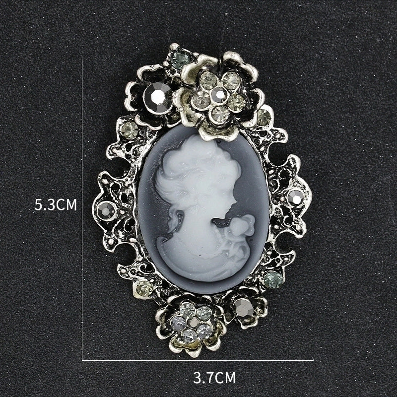 Retro Pin Portrait Alloy Plating Rhinestones Women’S Brooches