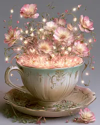 Enchanted Teacup Garden - Diamond Painting