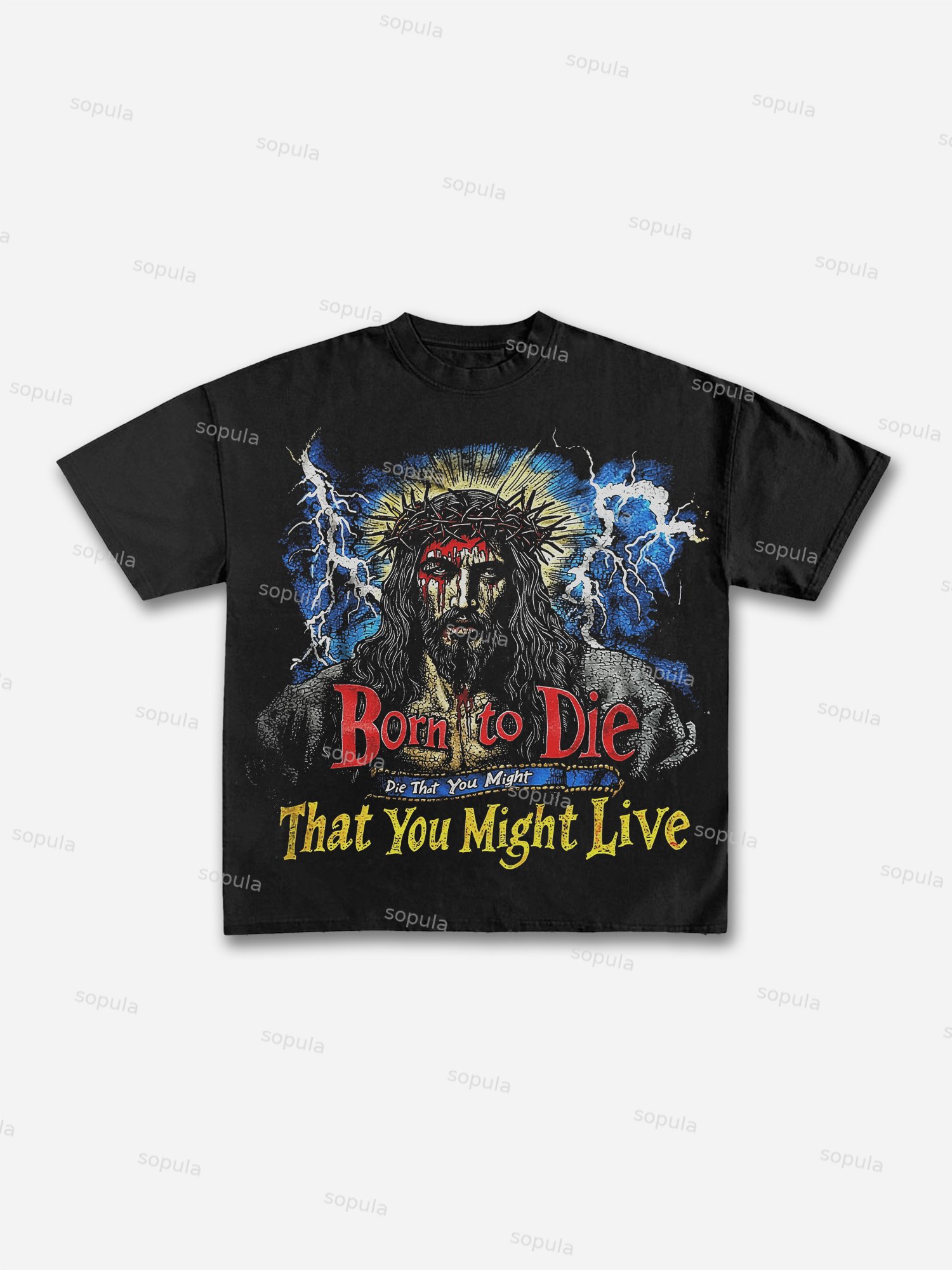 Vintage Jesus God's Story Graphic Print Cotton T-shirt - Sopula｜Premium Graphic Tees & Graphic Clothing