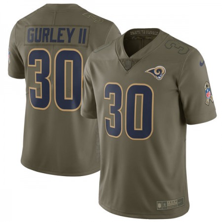 Men's  Los Angeles Rams #30 Todd Gurley Olive Salute To Service Limited Stitched NFL Jersey
