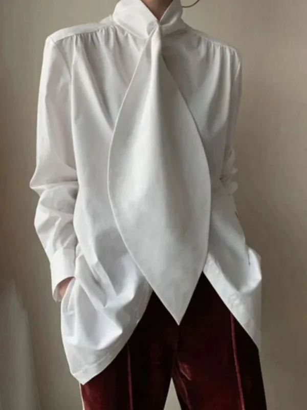 White Inspired Designer Oversize Tops Shirt Blouse