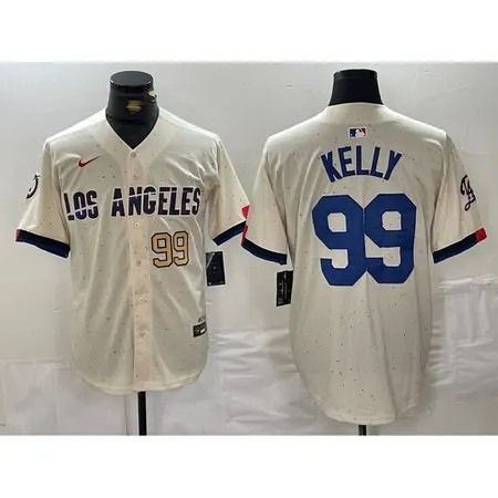 Men's Los Angeles Dodgers #99 Joe Kelly Cream Stitched Baseball Jersey 2LRV