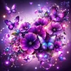 Fleur de papillon violet-plein diamant rond peinture-30 * 30cm