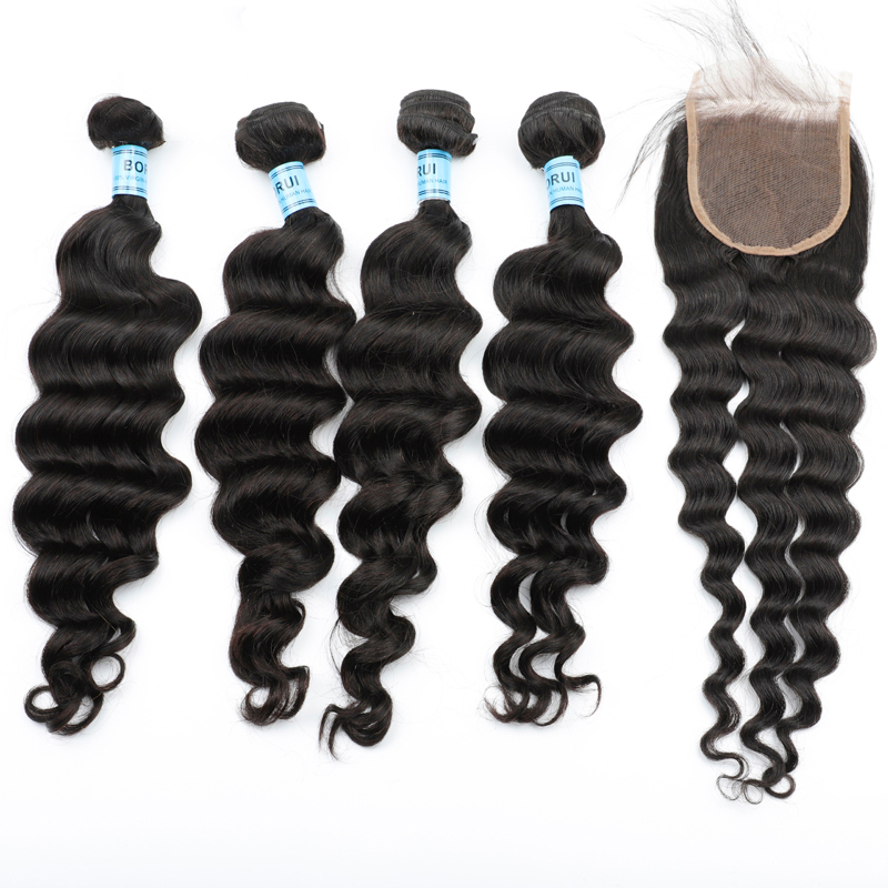 Natural Wave 4PCS Bundles & 1PC Closure or Frontal – 5×5, 13×4 & 13×6 | 100% Virgin Human Hair Bundles | HD Lace Closure | Boruihair