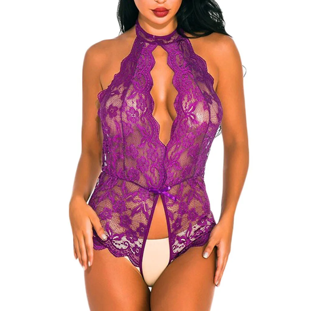 One Piece Halter Lenceria Bodysuit Women Plus Size Leopard Porno Costume Intimates Erotic Hot Sexy Lingerie Catsuit Sleepwear