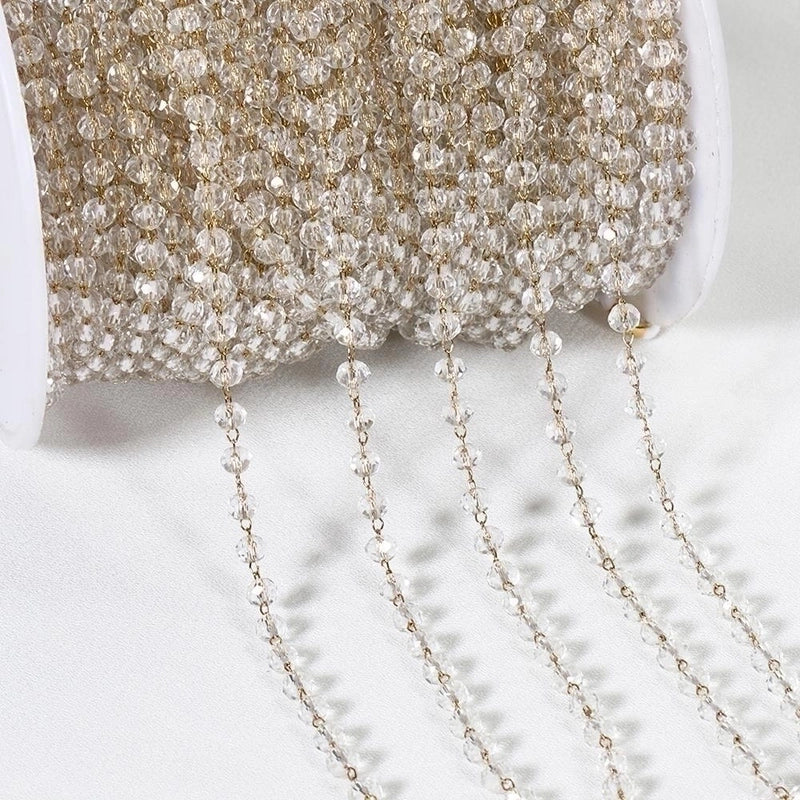 1 Set Stainless Steel Artificial Crystal Plating Polished Chain