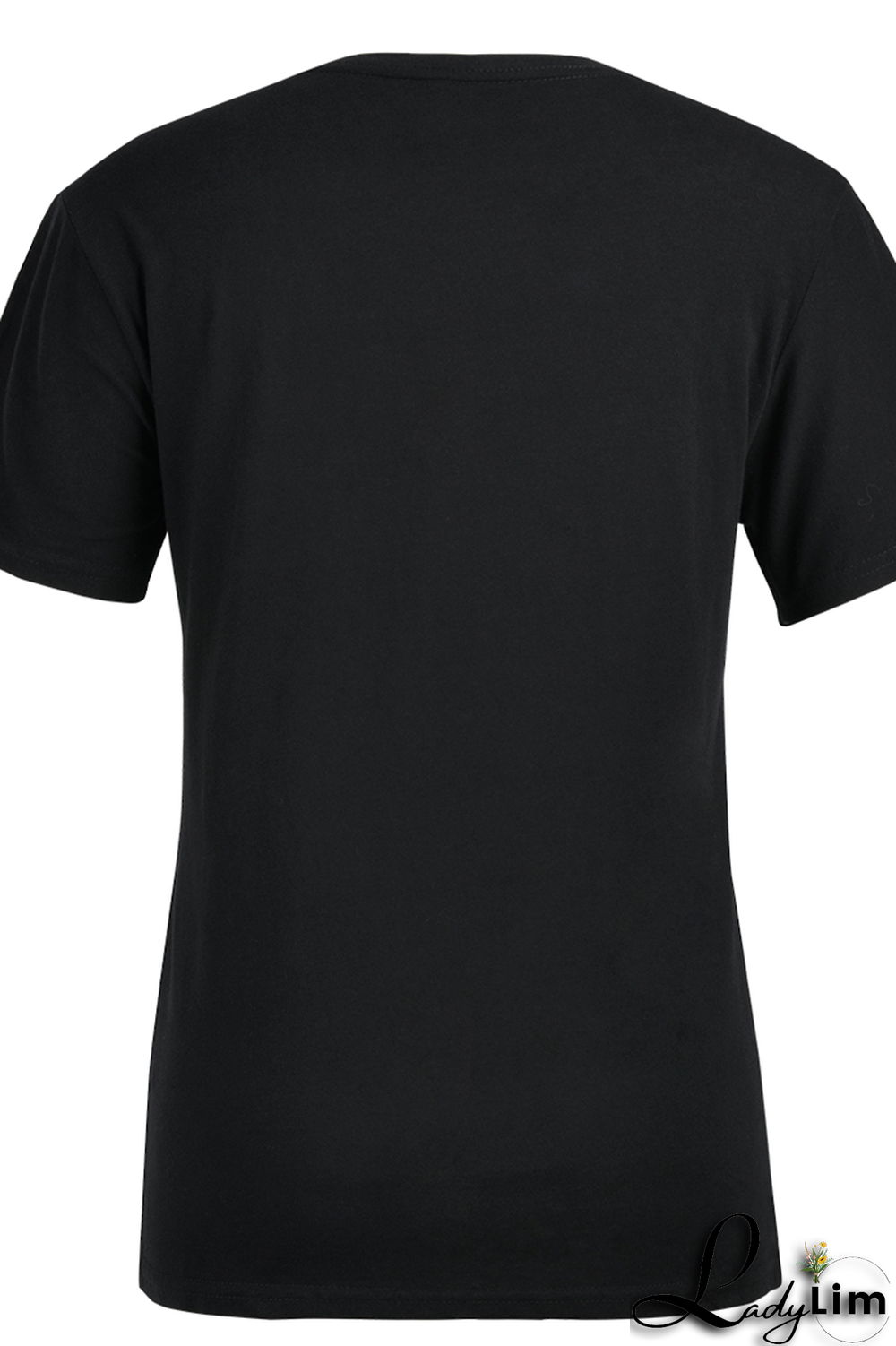 Black Fashion Cute Print Patchwork O Neck T-Shirts