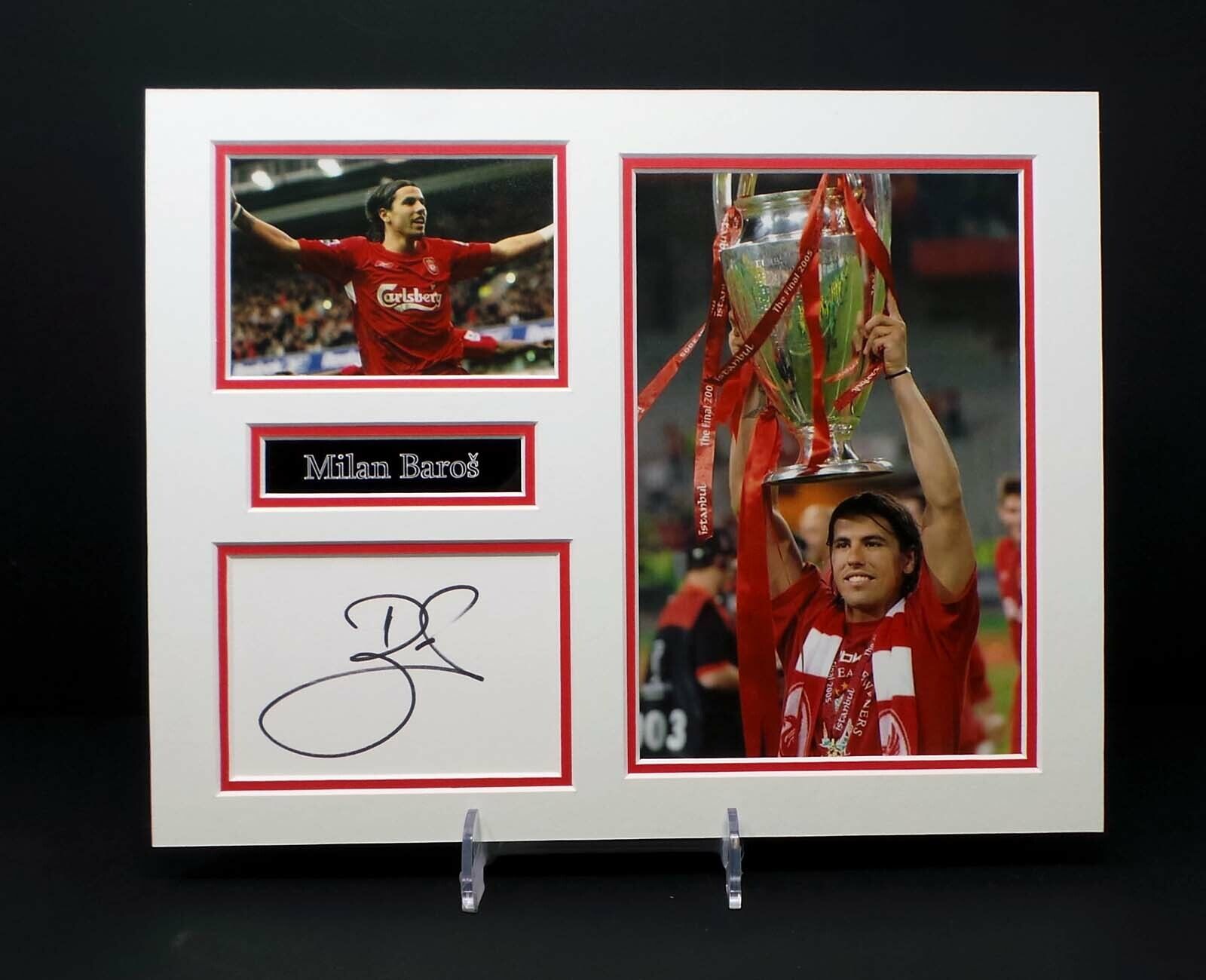 Milan BAROS Rare Signed Liverpool Mounted Photo Poster painting Display AFTAL RD COA Kop Anfield