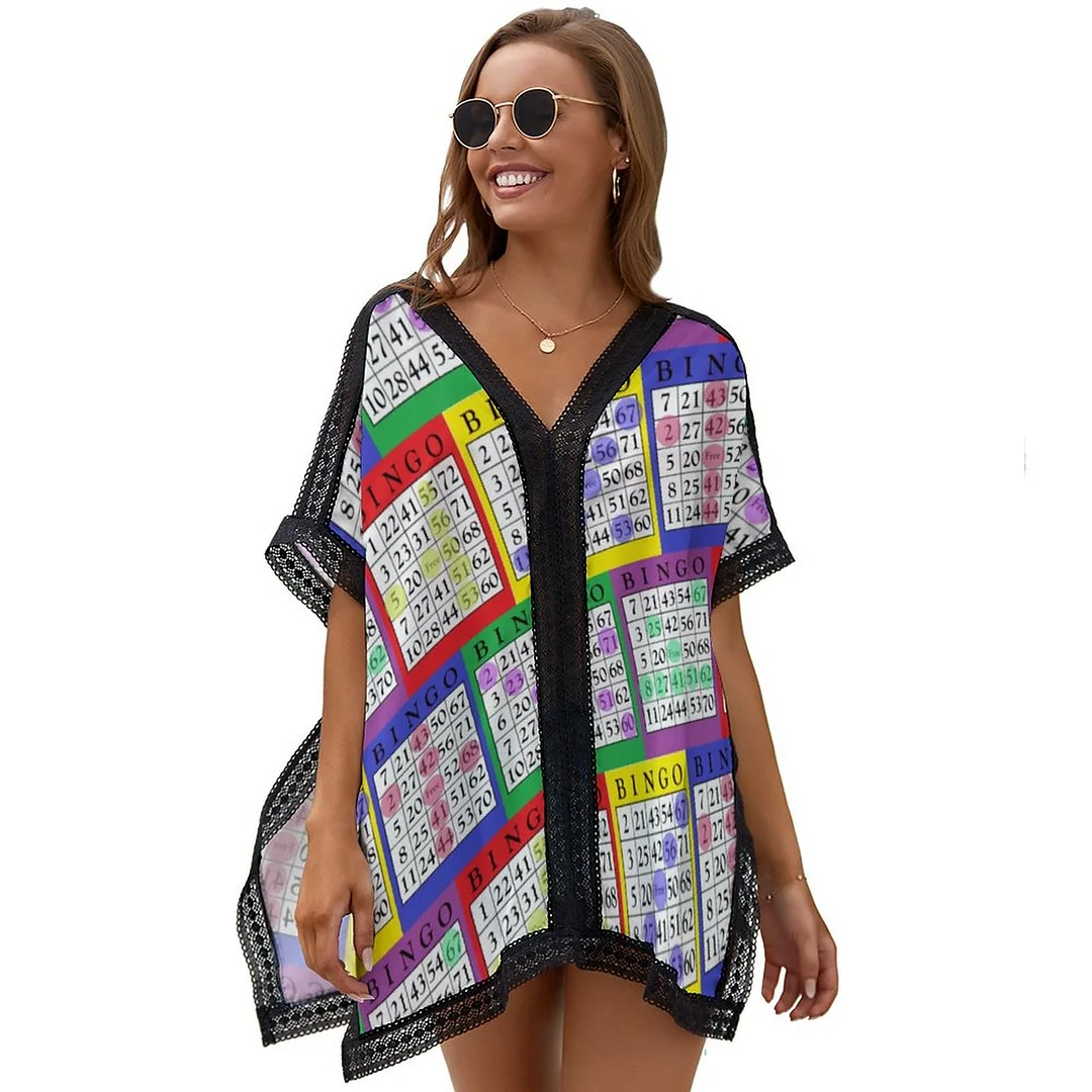 Winning Bingo Cards lady Women Oversized Dresses Loose Chiffon Beach Bathing Suit Swim Bikini Swimsuit Cover Up