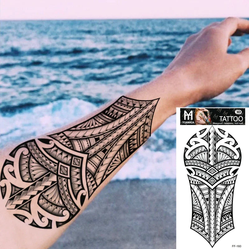 Sdrawing Forest Tattoo Sticker for Men Women Children Tiger Wolf Death Skull Temporary Tattoo Fake Henna Skeleton King Animal Tatoo
