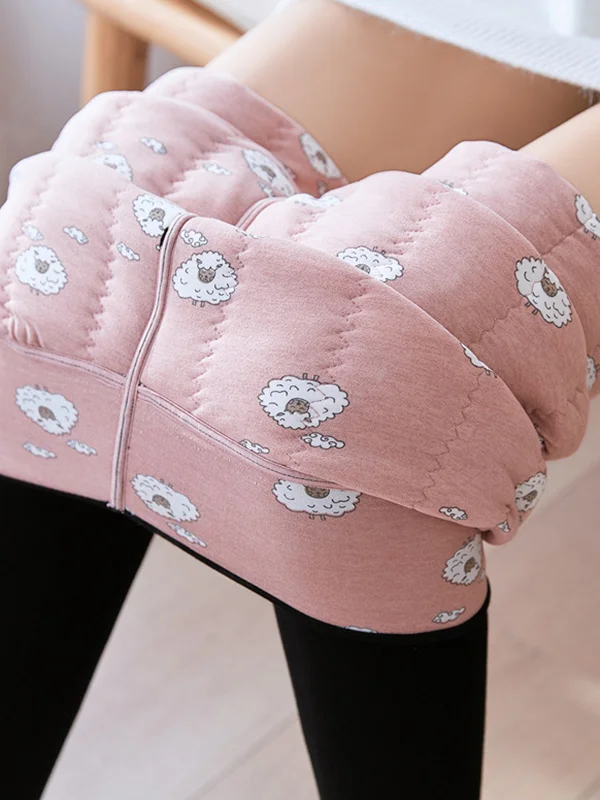 Casual Warm Skinny Leg Inner Stamped Pure Color Leggings
