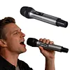 Wireless Microphone For Singing with Rechargeable Receiver Metal Cordless Handheld Mic for Home Karaoke Meeting Party Church Wedding KTV