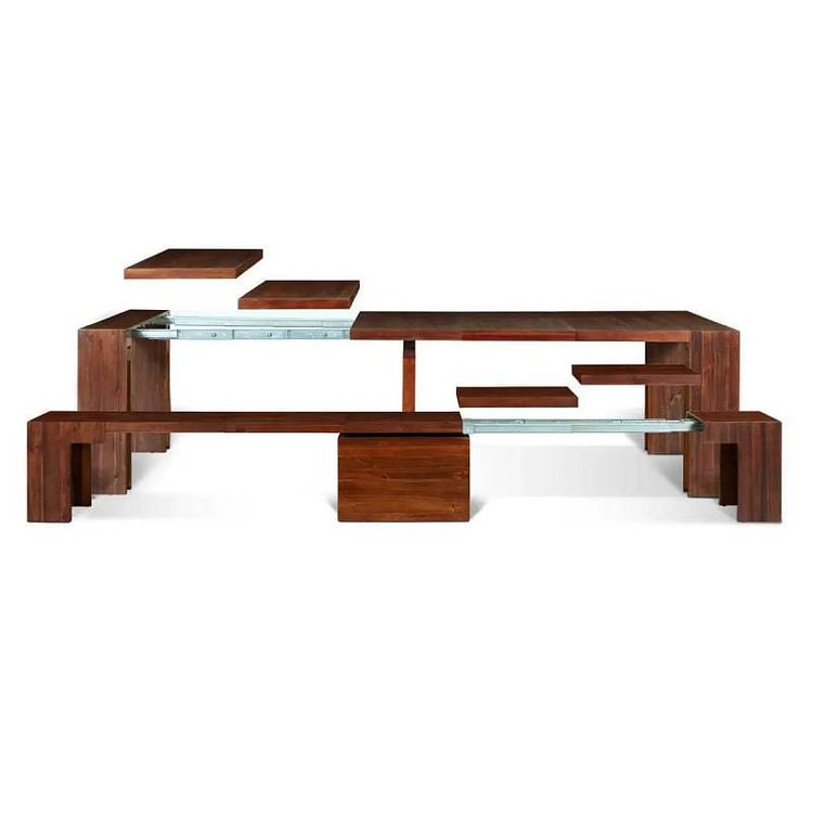 Homemys 118" Wood Extendable Dining Table With 4 Legs Base