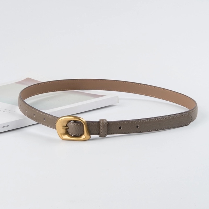 Minimalist Geometric Two-Layer Cowhide Alloy Women’s Leather Belts