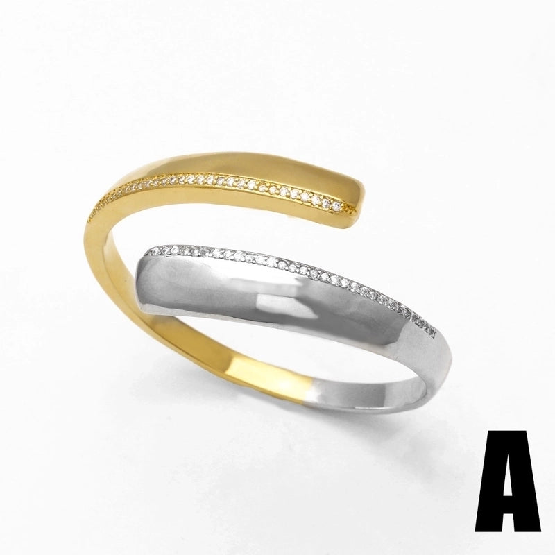 Copper 18K Gold Plated Inlay Butterfly Zircon Bracelets Bangle