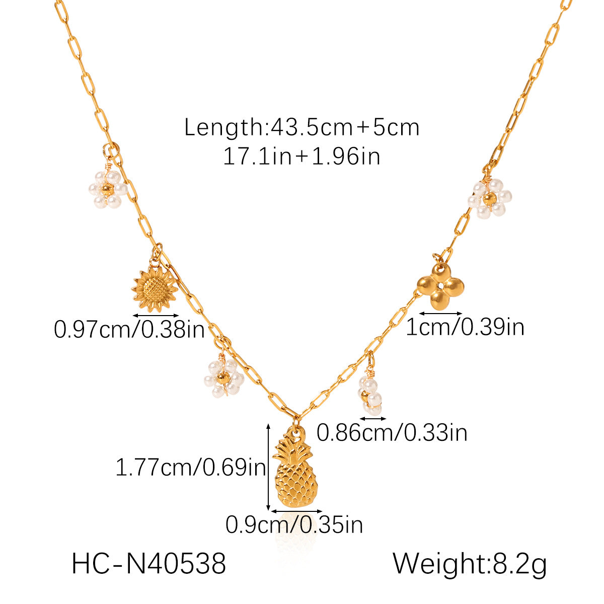 Summer Ocean Style Titanium Steel Necklace Niche Design Turtle Pearl Goldfish Pendant Stainless Steel Clavicle Chain