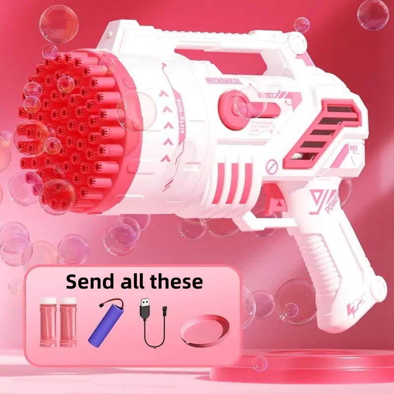 Product Introduction of 2025 Summer Cute 69 Hole Bubble Machine Toy, Durable Handheld Bubble Machine, 50 Ml Bubble Liquid And Bubble Machine Tray, Rechargeable Battery Bubble Machine Toy, Valentine's Day, Children's Day Gift, Outdoor Atmosphere Maker 4