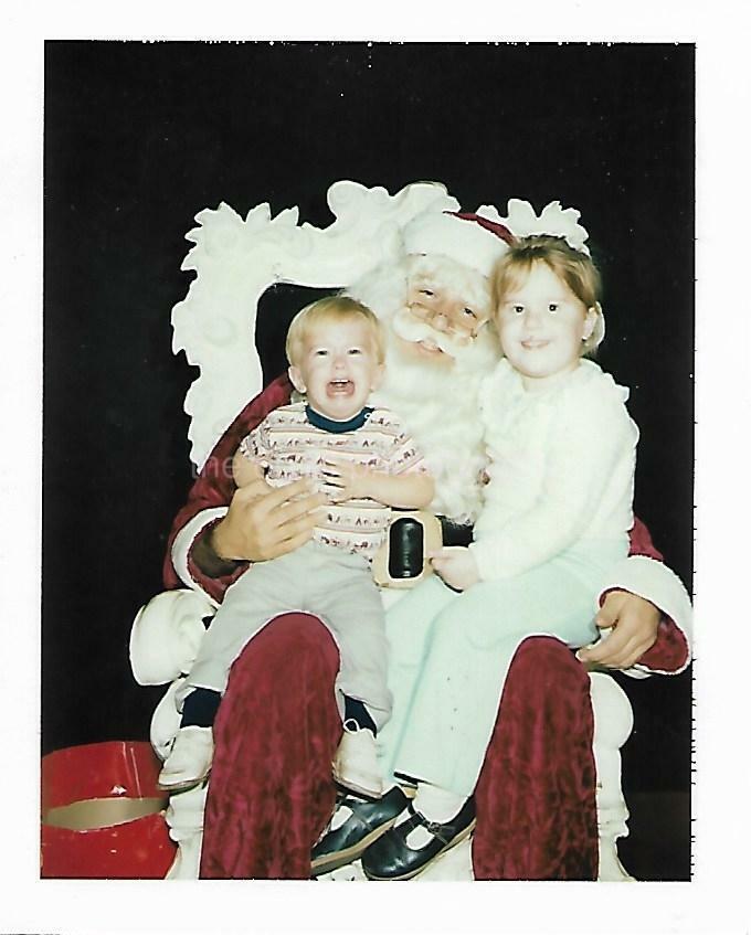 FOUND Photo Poster painting Color TEARS AND SANTA CLAUS Original CHRISTMAS GIRL AND BOY 17 52 J