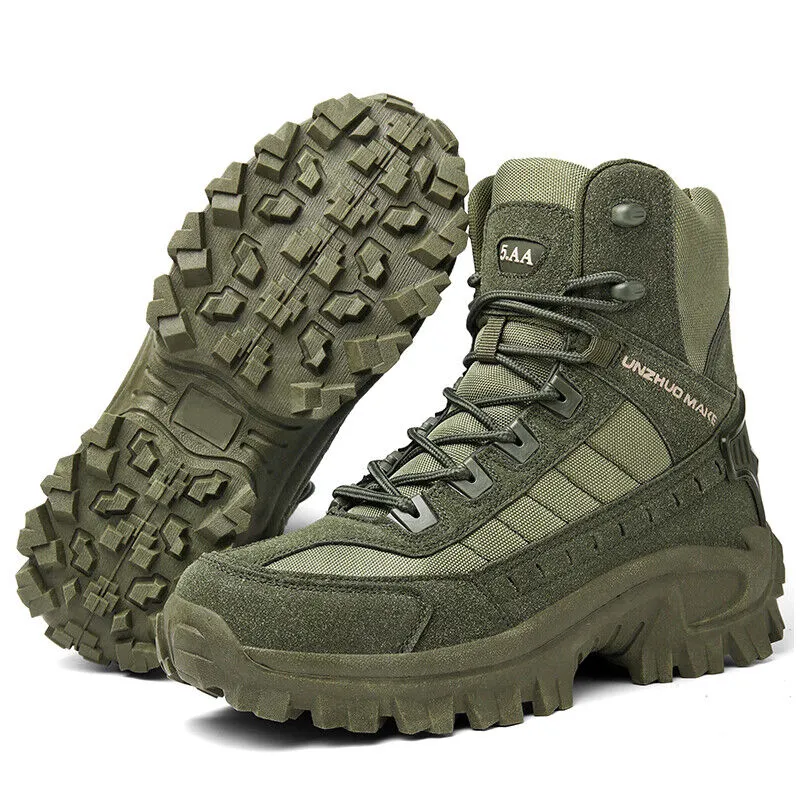 Men's Work Combat Boots Waterproof Non-Slip Warm Army Boots Work Boots (Thickened Version & Insulated Version)
