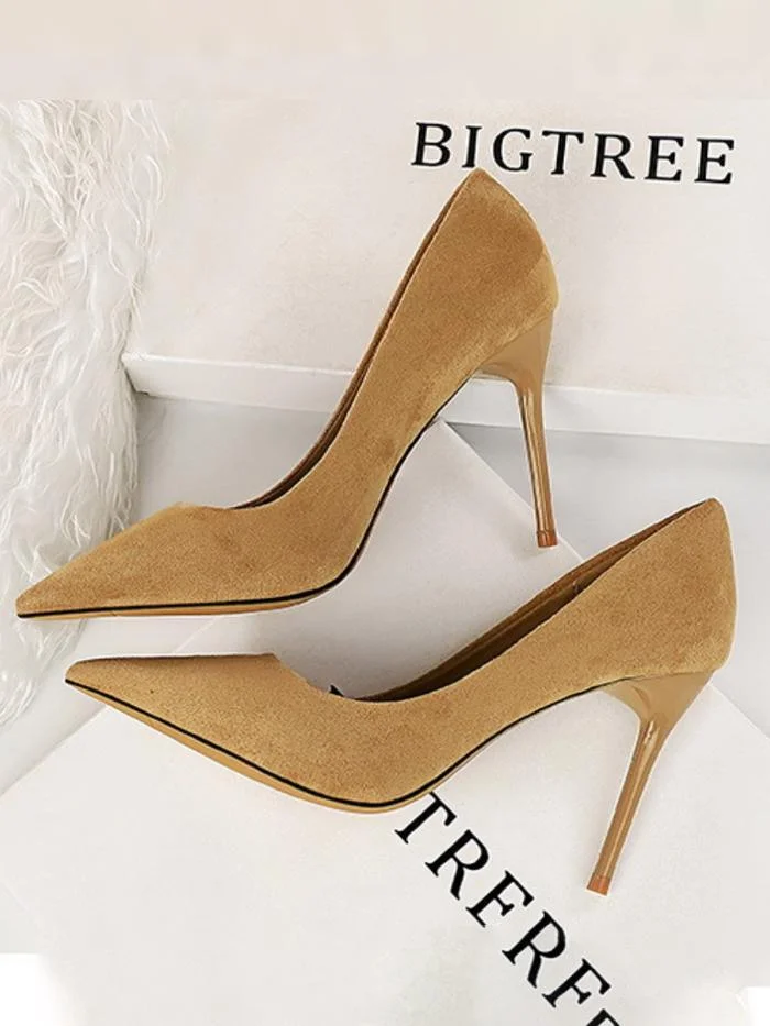 Fashion simple stiletto suede shallow pointy high-heeled sexy shoes