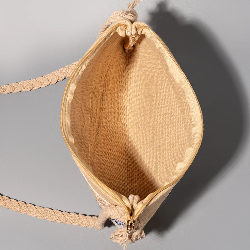 Women’s Small Polyester Stripe Elegant Streetwear Weave Sewing Thread Square Zipper Square Bag