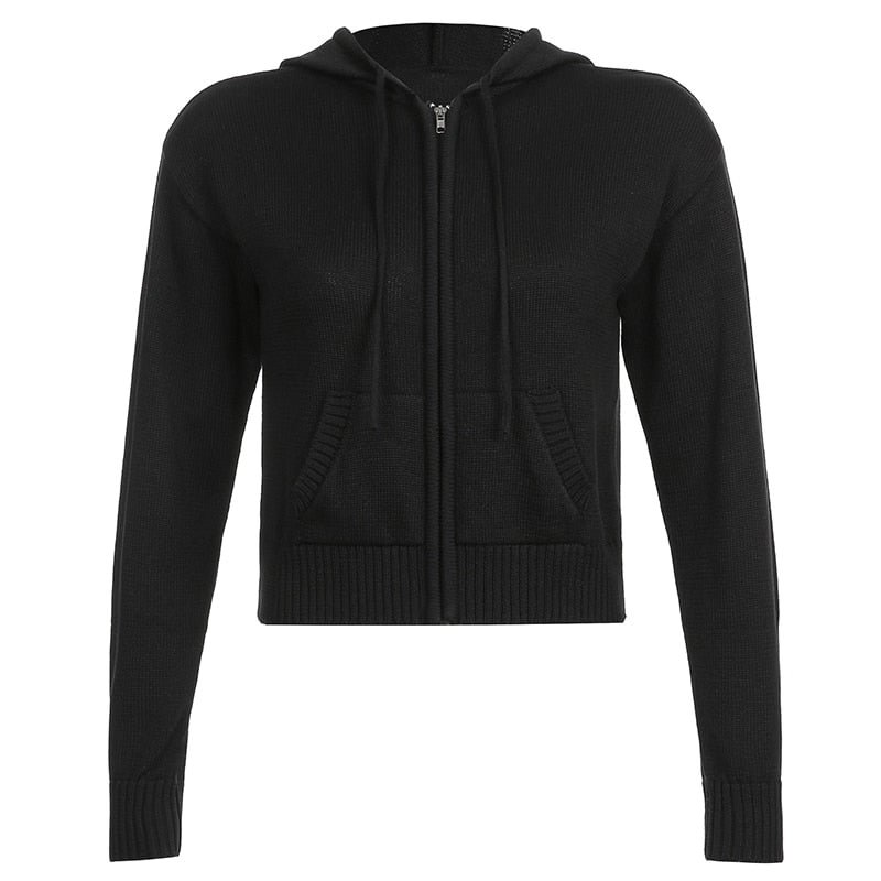 Rapcopter Solid Kintted Jackets y2k Casual Coat Long Sleeve Cute Harajuku Basic Outwear Autumn Winter Hoodies Women Korean Tops